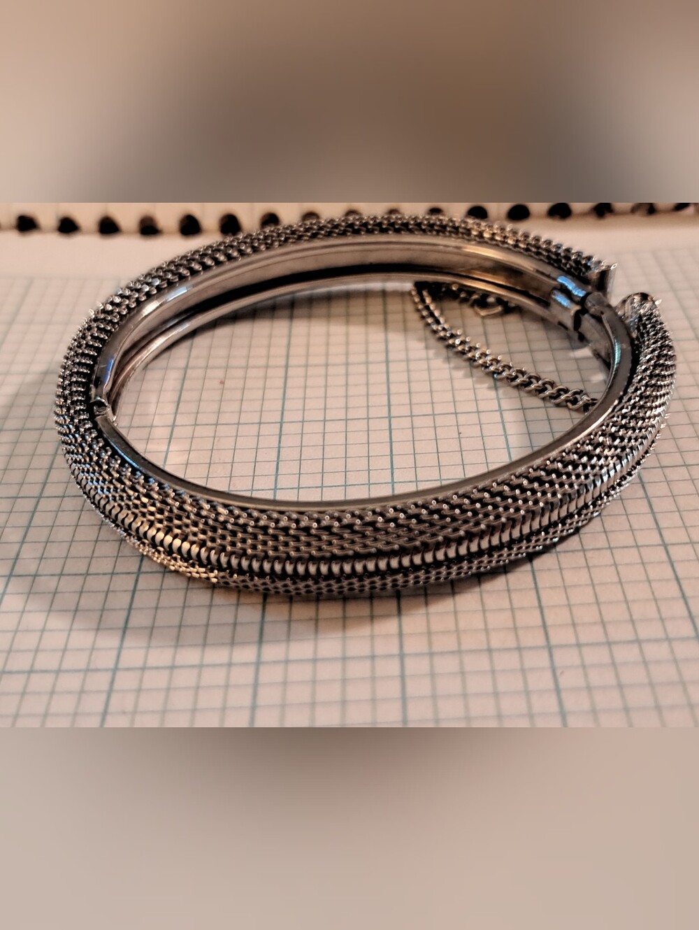 Silver Multi-Strand Mesh Bracelet With Safety Clasp - Picture 3 of 7